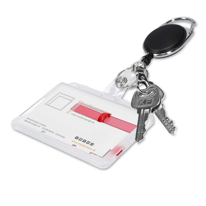 kwmobile Retractable Reel and Badge Holder - Double Card Holder