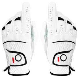Golf Gloves Mens Left Hand Right Hand 2 Pack, All Weather Cabretta Leather Golf Glove Men Rain Grip Fits Small Medium ML Large XL Size (1 Pair, Medium)