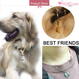 4EAELove Best Friends Matching Bone Dog Necklace Keychain Set for Dog Owners Pets Supplies Tags Friendship Human Jewelry Set Stainless Steel Silver