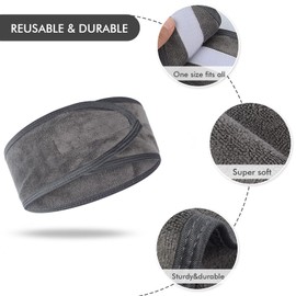KinHwa KinHwa Headbands for Washing Face Non-slip Make-up Headwraps Adjustable Hair Bands Fits All Head Sizes Perfect for Sports, Yoga, Workout or Bath 3 Pack - Gray