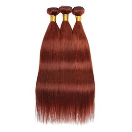 Hxxcoup Women's Real Hair Wig, 5 x 5 Lace Human Hair Wig, #33 Reddish Brown, Straight, Pre-Plucked Hairline with Baby Hair, Unprocessed Hair, Transparent Lace for Women, Minimal Smell, 24 Inches (61
