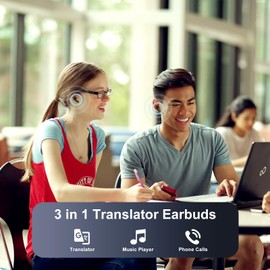 EXCECAR Translation Earbuds Real Time, 138 Language Translator Earbuds, Spanish English Translator Headphones, Two Way Instant Translator Ear Buds for Android for Traveling Business Study