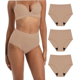Ropa interior posparto para incontinencia para adultos para mujeres reutilizable protección contra fugas absorbente sin costuras paquete de 3 (3 Marron, X)