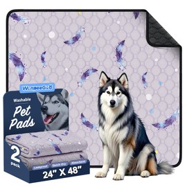 WanpeeGoo Washable Pee Pads for Dogs, 2 Pack Reusable Puppy Pads, Super Absorbent & Leakproof Dog Pads, Anti-Slip Dog Pee Pads for Puppy Training & Incontinence, Leaf Pattern 24"x48"