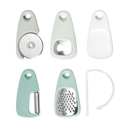 5 Pcs Portable Kitchen Tools Grater Bottle Opener Peeler Pizza Cutter Garlic Ginger Grinder Stainless Steel Kitchen Camping Accessories