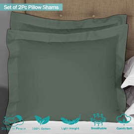 Saferay Green European Square Pillow Shams Set of 2pc 100% Egyptian Cotton Cushion Cover, Super Soft Decorative, European Square 26" x 26" (Dark Gray)