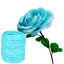 15Yard Raffia Paper Ribbon, 4mm Paper String Colorful Twisted Craft Rope Wrapping Ribbon for DIY Making Flower Basket, Present Wrapping,Party Decor… (Lake Blue)