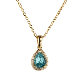 LuckyLy Collar para Mujer con Baño de Oro 14k, Cadena con Dije de Zirconia Cúbica – Joyería y Accesorios ideales como Regalos para Mujer Navidad y Regalos para Mamá Cumpleaños, Modelo Dory Turquesa