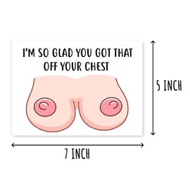 VLPGifts Rude Greeting Card - Cheeky Card For Best Friend - I'm So Glad You Got That Off Your Chest Card - Naughty Boob Pun Card, White