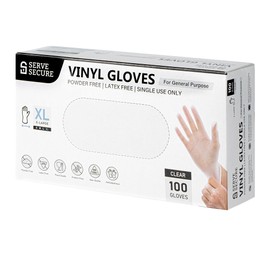 Restaurantware-Serve Secure Extra Large Gloves, 100 Disposable Gloves - Does Not Contain Powder And Latex, Multipurpose, Clear Vinyl Food Prep Gloves, Ideal For Cooking, Cleaning, And More