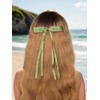 LFOUVRE 4pcs Hair Clips for Women Tassel Ribbon Bowknot with