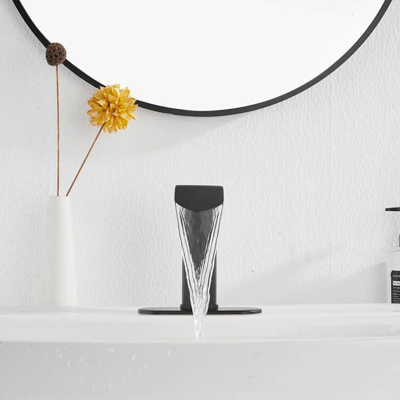 GGStudy Matte Black Automatic Sensor Touchless Bathroom Sink Faucet with