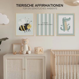 Kidsmood - Affirmation Poster for Children's Room - Encouraging Pictures for Children's Room Girls & Boys - Baby Room Decoration - Wall Pictures Animals for Children's Room Decoration [Small Heroes |