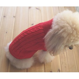 Tangpan Turtleneck Classic Straw-Rope Pet Dog Sweater Apparel(Red,XS)