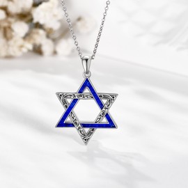 SHEAISRS Star of David Pendant Necklace 925 Sterling Silver Jewish Jewelry for Men Women Religious