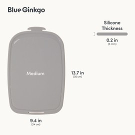 Blue Ginkgo Silicone Cutting Board – Medium – Double-Sided, Thick, Flexible, Non-Slip, BPA Free – Juice Grooves, Dishwasher Safe (Made in Korea, Grey)