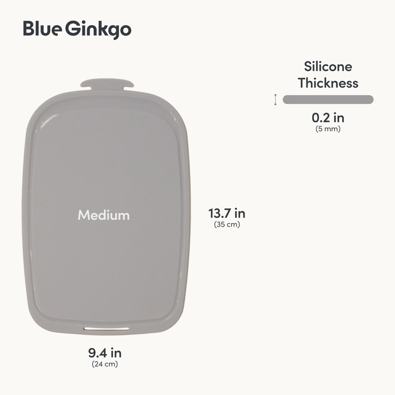 Blue Ginkgo Silicone Cutting Board – Medium – Double-Sided, Thick,