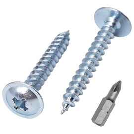 SKIR'CO (Pack of 40) Galvanised Steel 5.0 x 35mm Silver Wood Screws Metal Screws Wafer Head Pozi Self Tapping