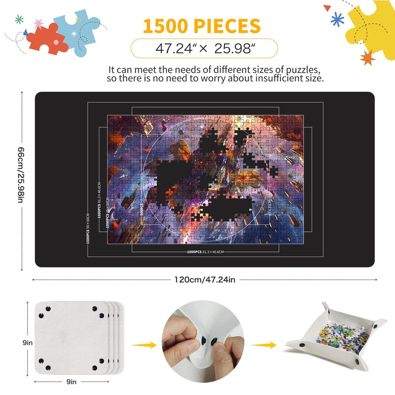 LERYG Jigsaw Puzzle Mat Roll Up Non-Slip Felt 120 X