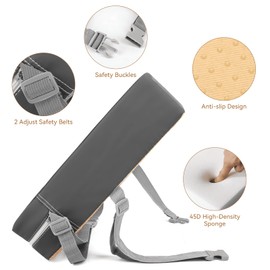 Toddler Booster Seat for Dining Table, PU Waterproof Strong Support Portable Booster Chair for Toddlers Eating, Easy Cleaning Booster Seat Cushion Detachable with Fix Straps (Dark Gray)