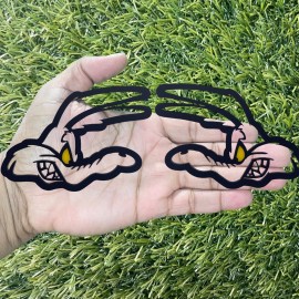 Badge Addictz Racing Coyote Emblem Badge Set Of (2) Matte Yellow Eyes Racing Emblems Badges