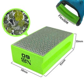 NBB Diamond Hand Sanding Pad for Grinding or Polishing Diamond Sanding Block Sanding Sponge with Flexible Foam Back for Grinding Stone Granite Ceramic Tile Glass Wood Metal (1, 60#)