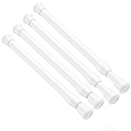 Fvonzn 4 Pack Small Spring Tension Curtain Rod 12 to 20 Inch, Mini DIY Spring Tension Rods No Drill for Slim Window Cupboard Closet, White