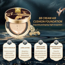 CATKIN X SUMMER PALACE Foundation for Mature Skin, Full Coverage Foundation with Lightweight and Breathable Formula, Refillable Cushion Foundation 13g*2(C02)