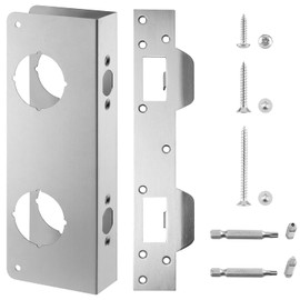 U 10539 Door Reinforcement Plate for 1-3/4" Thick Doors and Includes The U 10385 Door Strike Plate. (Silver)