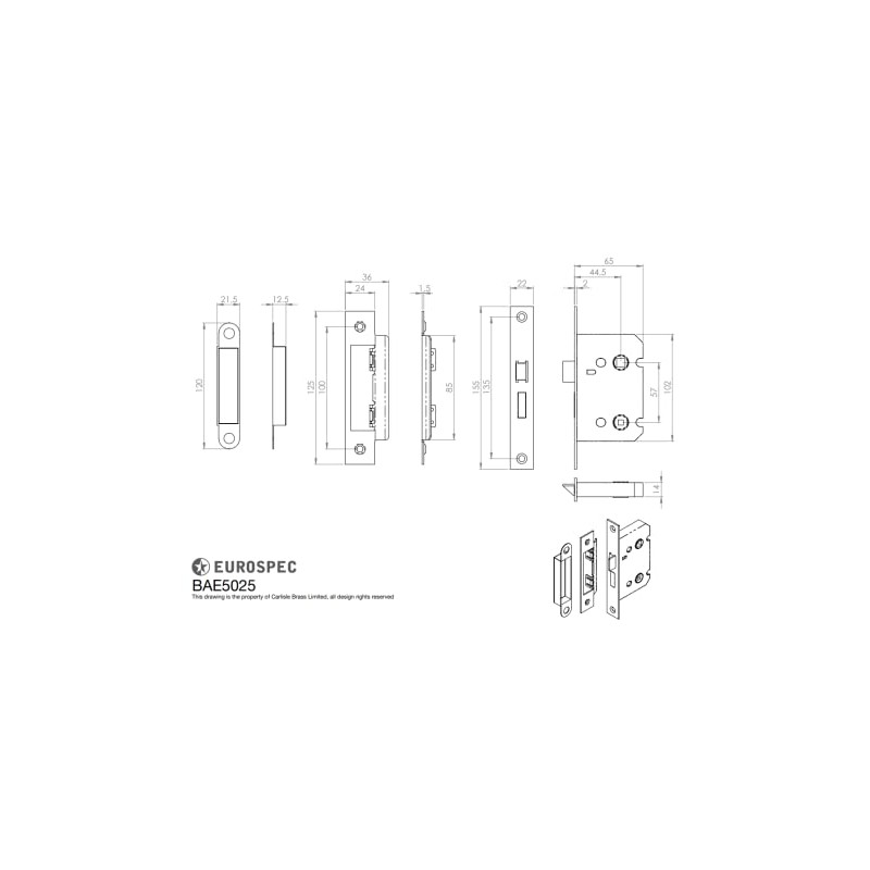 Carlisle Brass BAE5025 EASI-T Bathroom Lock 64MM Residential, Matt Black