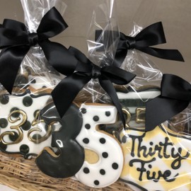 Custom Age Birthday Cookies- Set of 6 Crunchy Shortbread Cookies Individually Wrapped by BakersDozenToGo