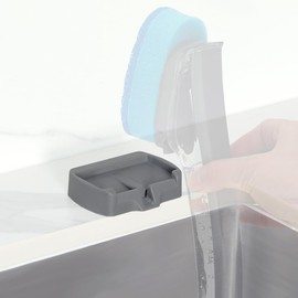 LANMU Dish Wand Holder Compatible with Scotch-Brite Dishwand Only, Silicone Dishwand Caddy with Drain Spout for Kitchen Sink Organizer, Self-Adhesive Stand, Keep Dishwand Upright from Leaking Soap