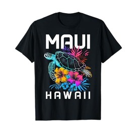 Maui Hawaii Sea Turtle Diving Flower Hawaii Souvenir T-Shirt