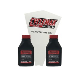 Cyclemax Two Pack compatible with Kawasaki KTech 2-Cycle Two Stroke Engine Oil 2.6oz 99969-6082 Contains Two Bottles and a Funnel