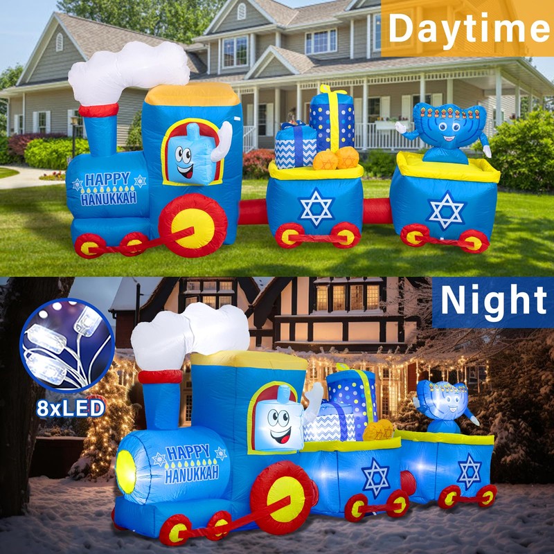 Nervure 10FT Hanukkah Train and Menorah Inflatables - Hanukkah Inflatable
