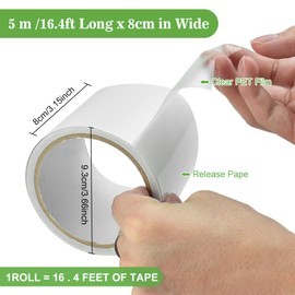 CAREDGO Tent Tape Repair Tape Awning 8 cm x 5 m Tent Repair Tape Transparent Waterproof Tent Tape Awning Tape for PVC Coated Tents Car Tarpaulin Parasols