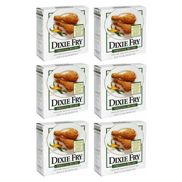 Dixie Fry 10-Ounce Original Recipe Coating Mix for Fried Chicken, Pork Chops, & Seafood (Pack of 6)