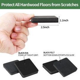 24 PCS 2.5" Square Felt Furniture Movers Sliders for Hardwood Floors, Reusable Felt Furniture Moving Pads, Sliders for Moving Heavy Sofa Desk Table Couch Cabinet, Glides Easily and Quickly (Black)