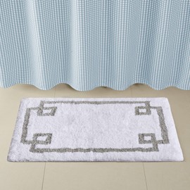 Madison Park Evan 100% Cotton Bathroom Rug Non Slip Backing-Luxrurious Tufted Plush Bath Mat Absorbent, Quick Dry, Spa Design Shower Room Décor, 24x40, White