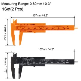 sourcing map Vernier Caliper 80mm 3 Inch Metric Mini Double Scale Plastic Ruler Measuring Tool 1Set