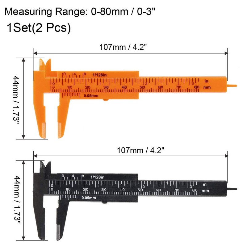 sourcing map Vernier Caliper 80mm 3 Inch Metric Mini Double