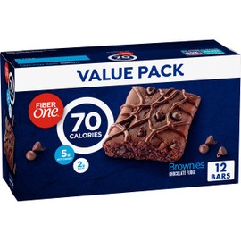 Fiber One 70 Calorie Brownies, Chocolate Fudge, Snack Bars, Value Pack, 12 Bars, 10.6 oz