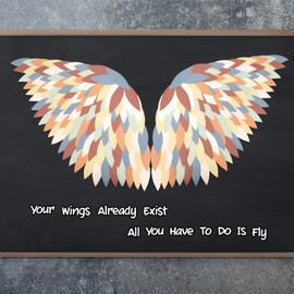 Mooliwe 191 Pcs Classroom Wings Bulletin Board Decoration Set DIY Colorful Wings Paper Cutouts Motivational Bulletin Board Decor for Classroom Wall Door Decor(Bohemian Color)