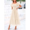 PRETTYGARDEN Women's Smocked Midi Tulle Dress 2025 Summer Puffy Short