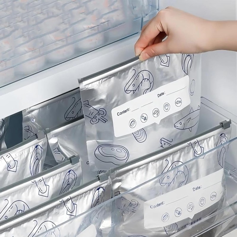 Bolsas Reutilizables de Aluminio con Cremallera,Base Ancha y Etiqueta –