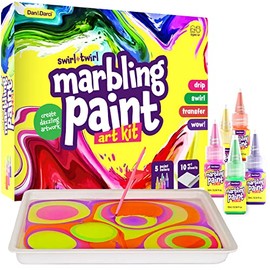 Dan&Darci - Kit de arte de pintura de mármol para niños - Regalos de artes y manualidades para niñas y niños de 6 a 12 años - Juego de kits de manualidades - Ideas de regalo, actividades juguetes de 6