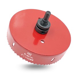 Hordion 162mm 6 3/8 inch Hole Saw with Drill Bits & Arbor, Heavy Duty Bi-Metal Hole Cutter for Cornhole Boards Wood Plastic Drywall