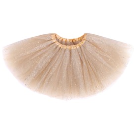 Simplicity Tutu for Girls 4 Layers Tulle Tutu Skirt with Sequins Kids Gold Tutu Girls Tutu, Golden, 2-5 Years