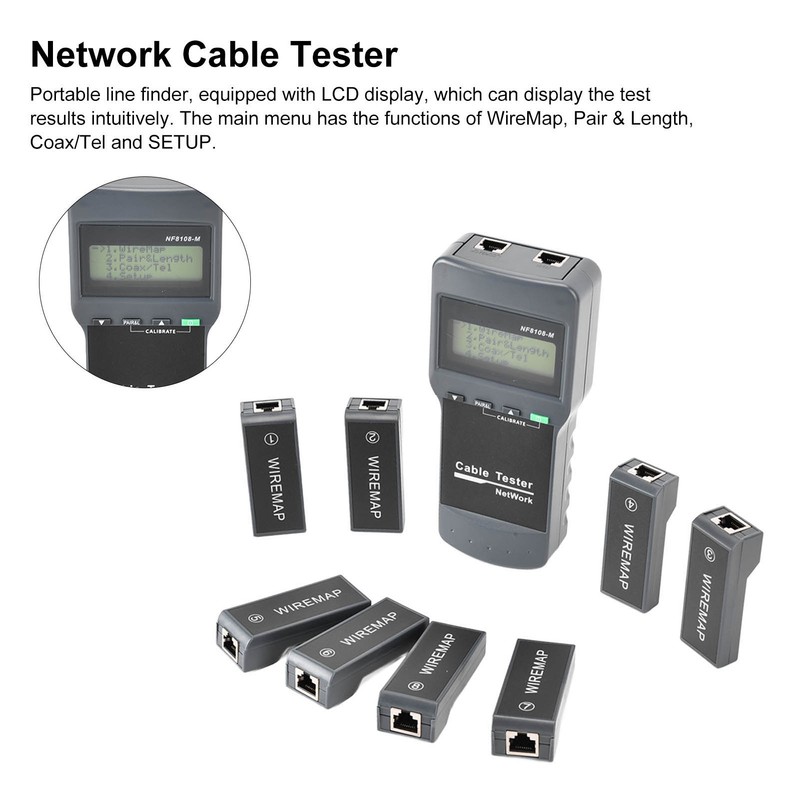 F‑8108‑M LCD Display Network Cable Length Tester Cable Wire Fault