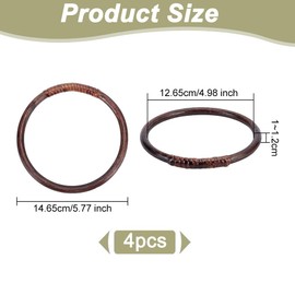 PH PandaHall Pack of 4 Rattan Bag Handles Made of Woven Wood Round Handles Replacement Handbag Handle Made of Wood Decorative Handles for Handmade Bag Straws Beach Canvas Handbags Macrame